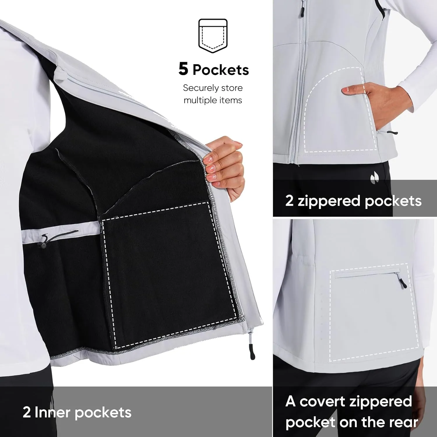 HOTSUIT Women’s Lightweight Vest with 5 Pockets Windproof Sleeveless Jacket for Hiking Golf Vest, Black, M