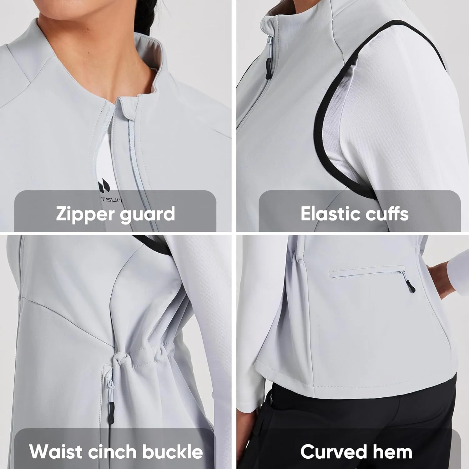 HOTSUIT Women’s Lightweight Vest with 5 Pockets Windproof Sleeveless Jacket for Hiking Golf Vest, Black, M