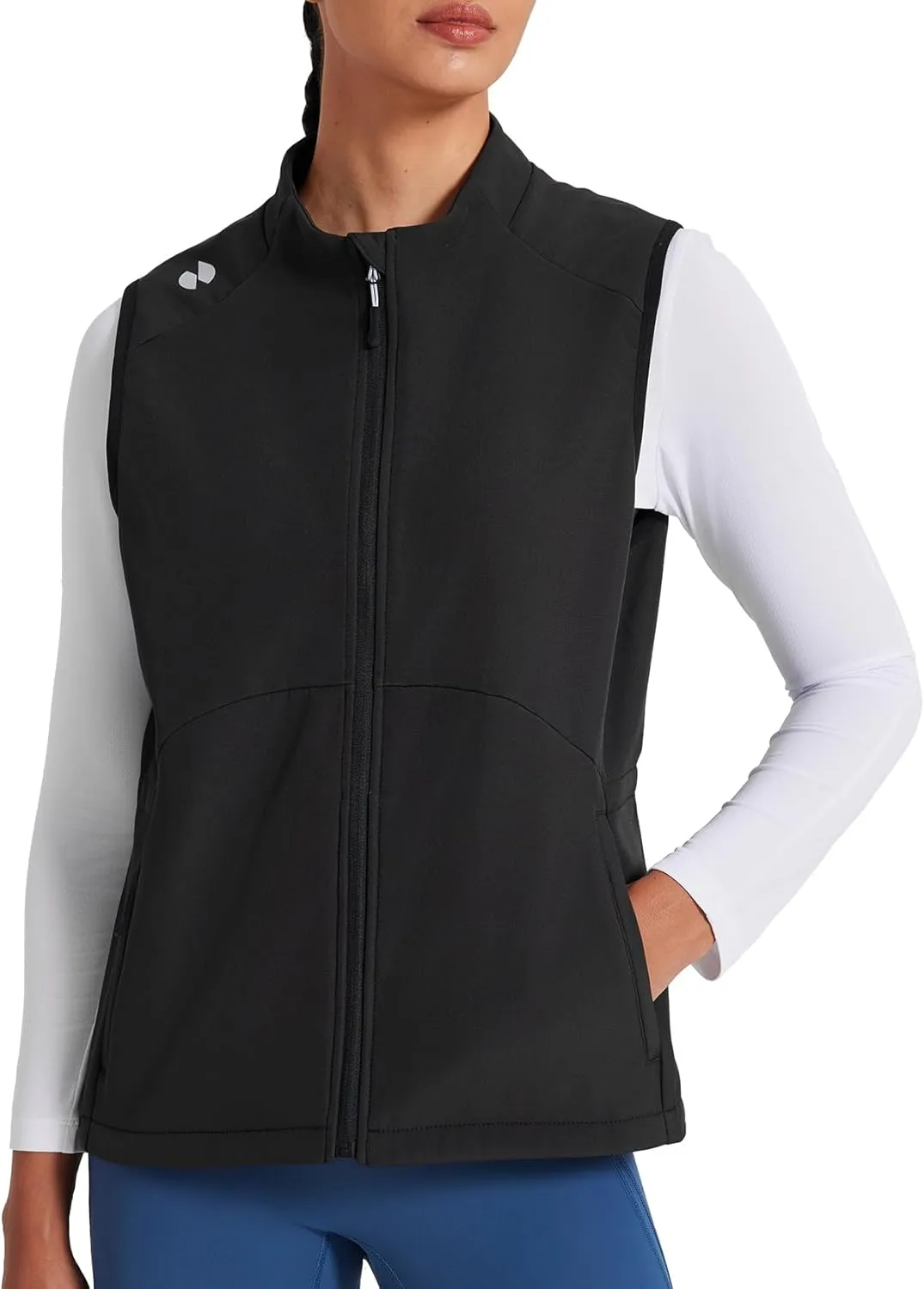 HOTSUIT Women’s Lightweight Vest with 5 Pockets Windproof Sleeveless Jacket for Hiking Golf Vest, Black, M