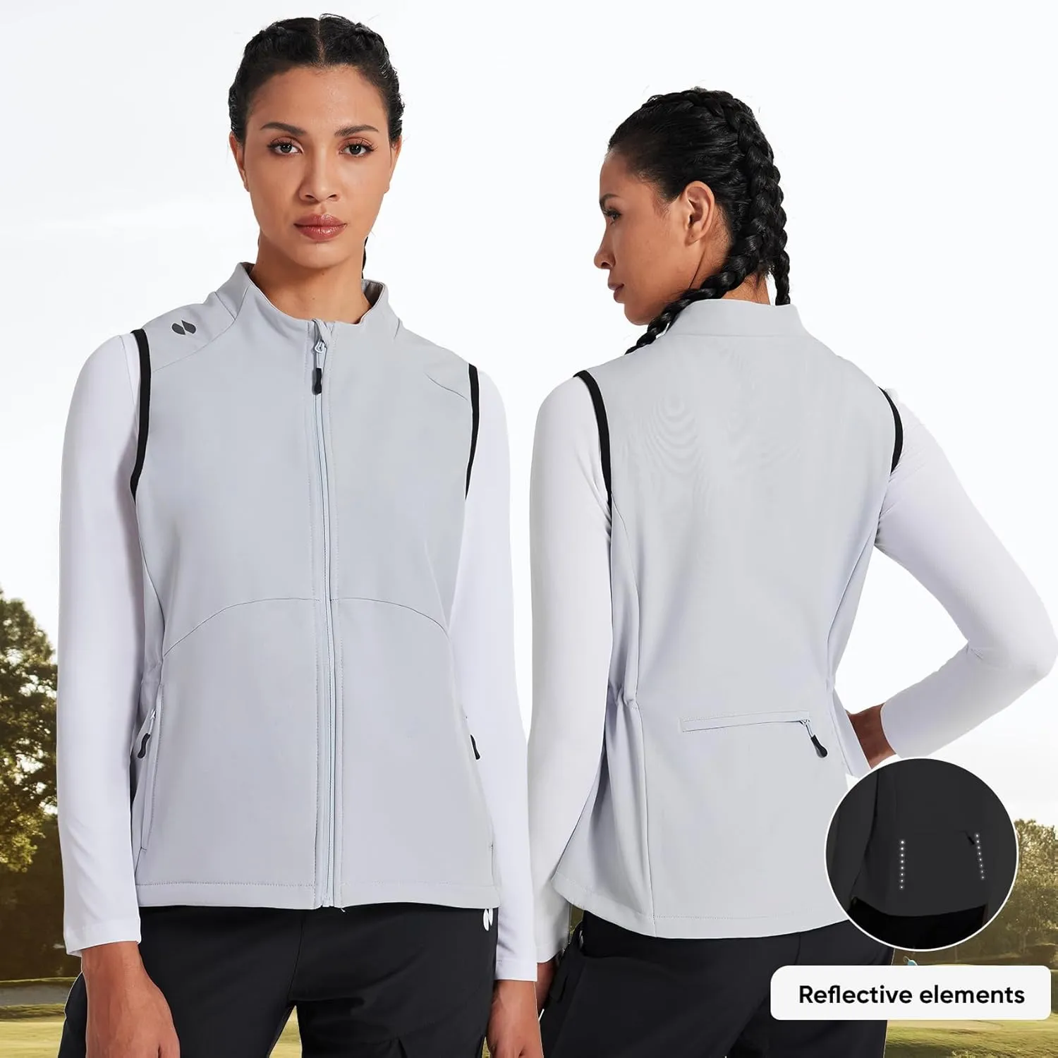 HOTSUIT Women’s Lightweight Vest with 5 Pockets Windproof Sleeveless Jacket for Hiking Golf Vest, Black, M