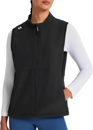 HOTSUIT Women’s Lightweight Vest with 5 Pockets Windproof Sleeveless Jacket for Hiking Golf Vest, Black, M