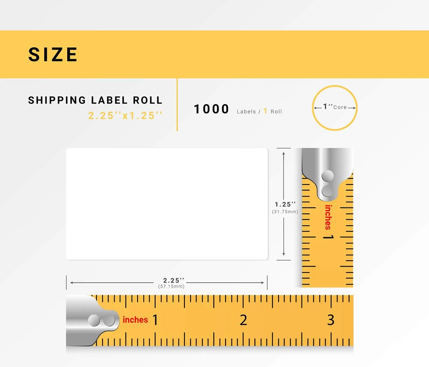HOUSELABELS 2.25" x 1.25" Address Labels on 1" Core Compatible with Zebra and Rollo Printers, 6 Rolls / 1,000 Labels per Roll