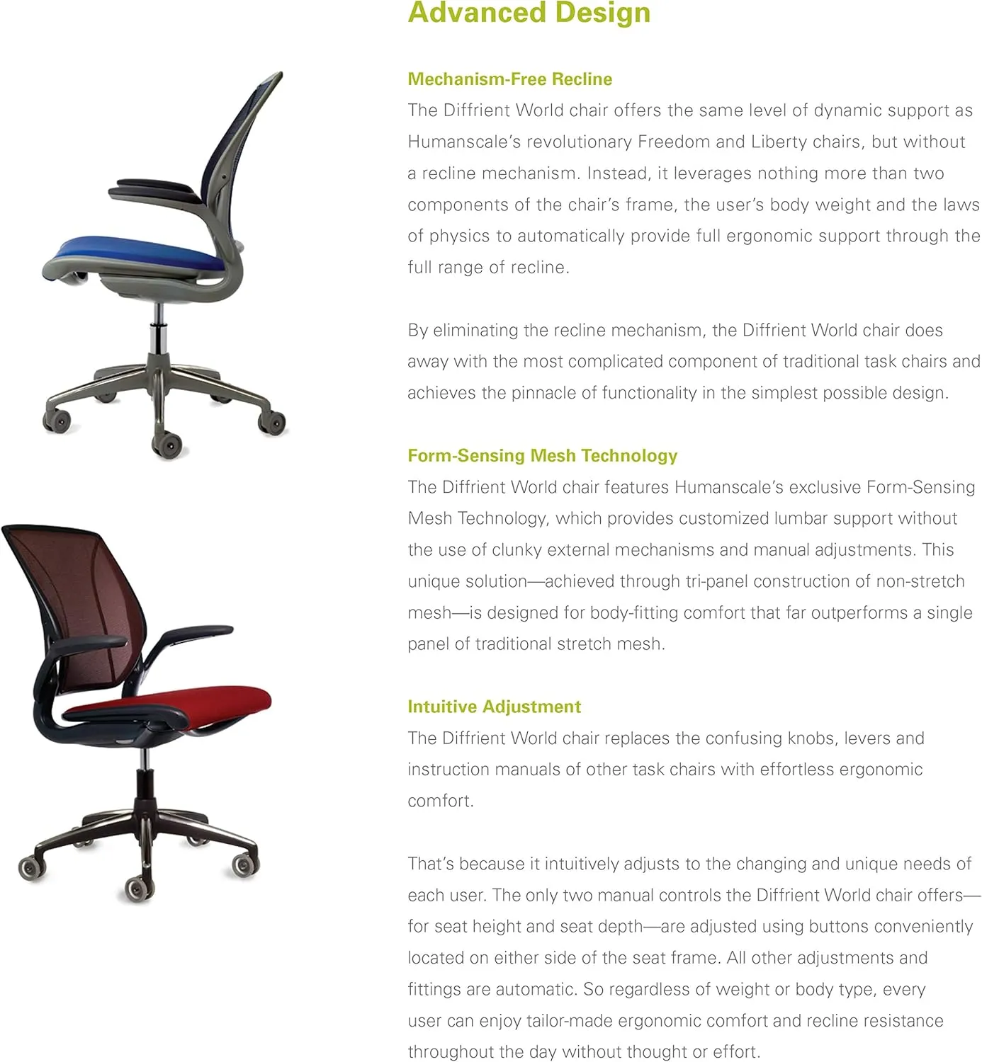 Humanscale Diffrient World Office Task Desk Chair - Adjustable Duron Arms - Black Frame Black Pinstripe Back and Seat Mesh W11BN10N10 - Carpet Casters
