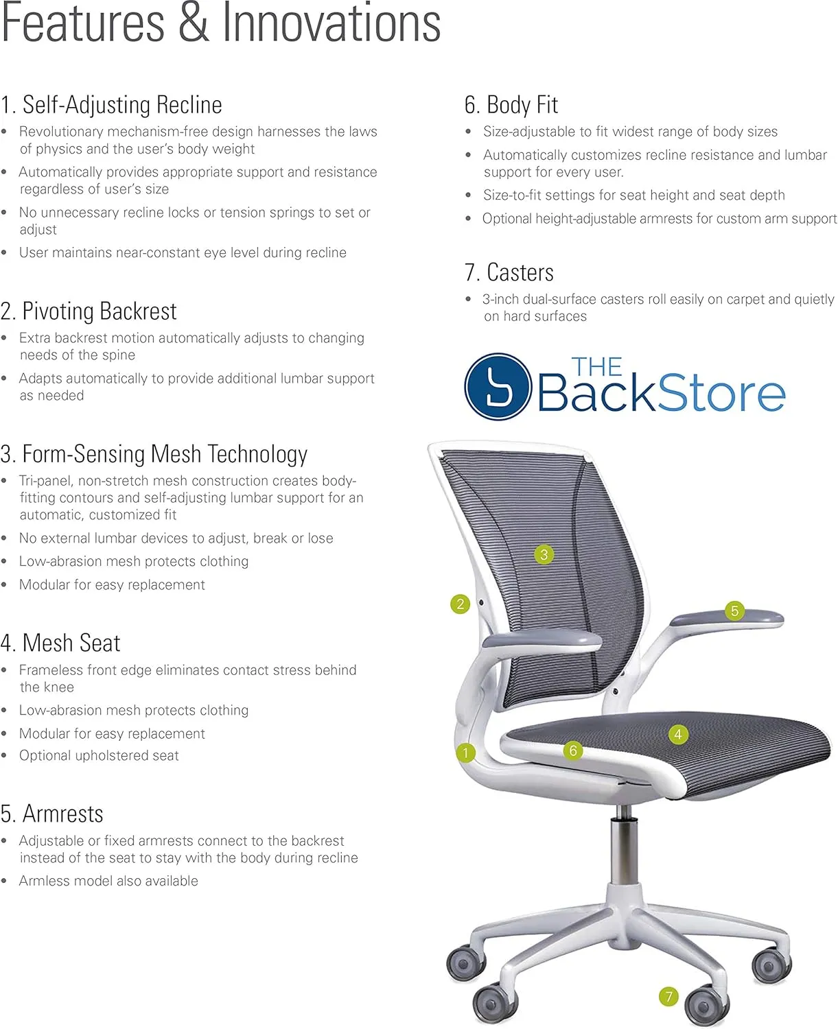 Humanscale Diffrient World Office Task Desk Chair - Adjustable Duron Arms - Black Frame Black Pinstripe Back and Seat Mesh W11BN10N10 - Carpet Casters