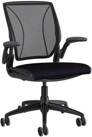 Humanscale Diffrient World Task Chair Monofilament Stripe Black Back Corde 4 Black Seat Black Frame Black Trim Height-Adjustable Duron Arms Standard Foam Seat