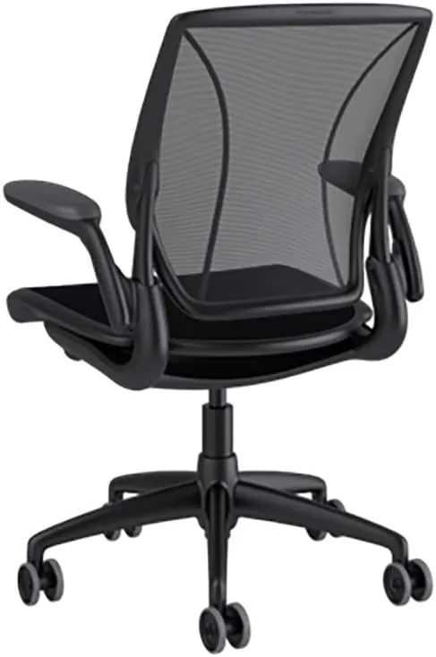 Humanscale Diffrient World Task Chair Monofilament Stripe Black Back Corde 4 Black Seat Black Frame Black Trim Height-Adjustable Duron Arms Standard Foam Seat