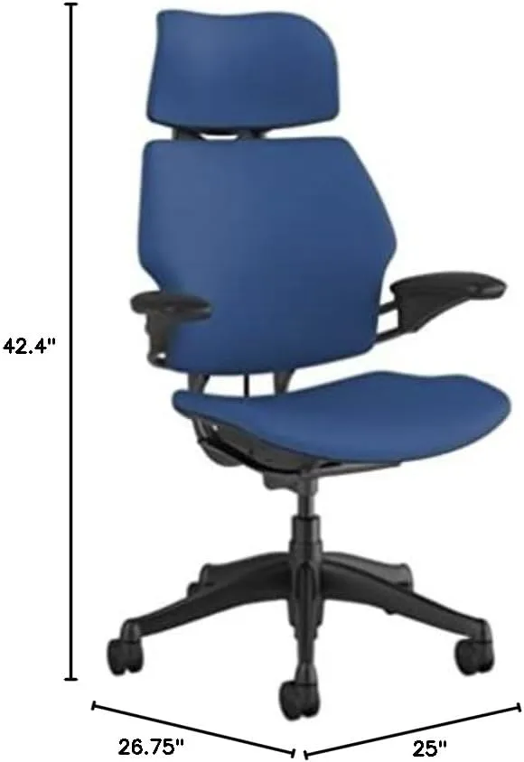 Humanscale Freedom Office Chair with Headrest - Ergonomic Work Chair with Standard Height Adjustable Duron Arms - Wheels for Carpet - Graphite Frame with Crocus Lotus Fabric