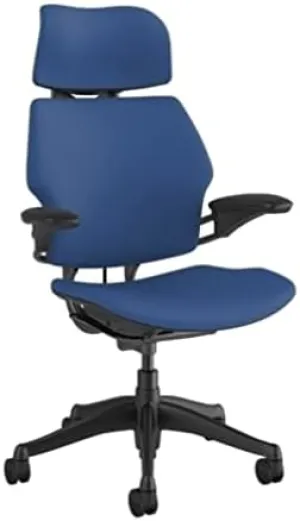 Humanscale Freedom Office Chair with Headrest - Ergonomic Work Chair with Standard Height Adjustable Duron Arms - Wheels for Carpet - Graphite Frame with Crocus Lotus Fabric