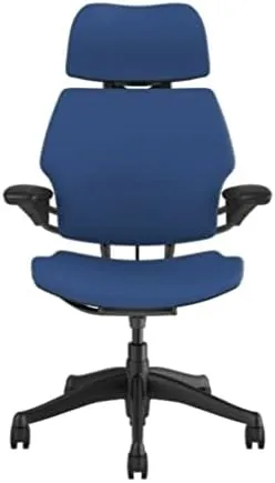 Humanscale Freedom Office Chair with Headrest - Ergonomic Work Chair with Standard Height Adjustable Duron Arms - Wheels for Carpet - Graphite Frame with Crocus Lotus Fabric