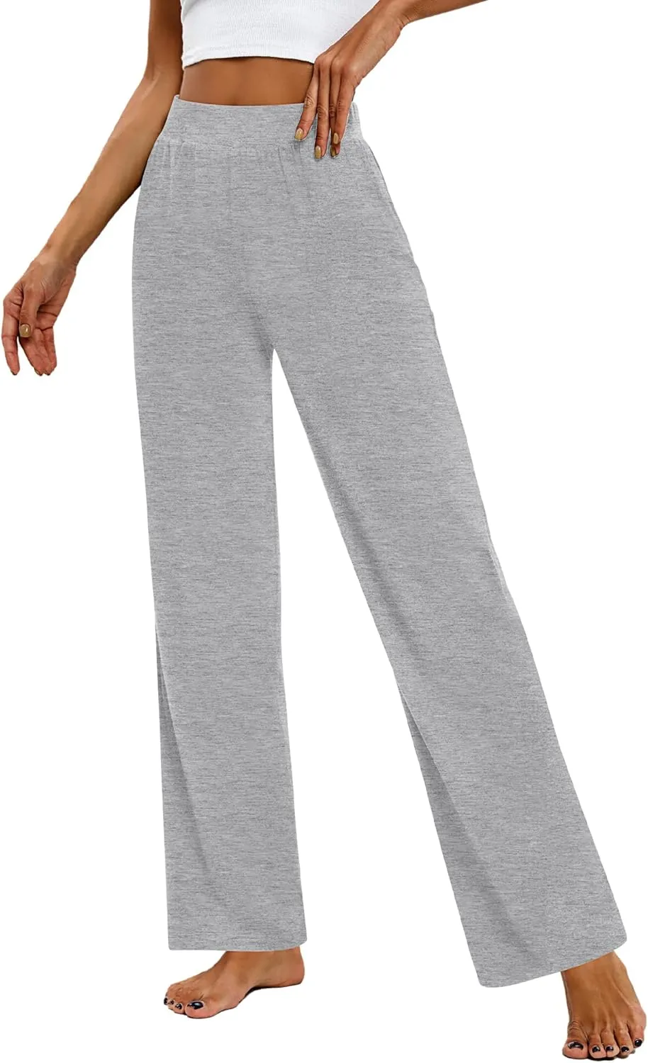Huukeay 3 Pack Women's Lounge Pants, Cozy Wide Leg Lounge Pants with Pockets Loose Flowy Yoga Sweatpants Workout Comfy Jogger