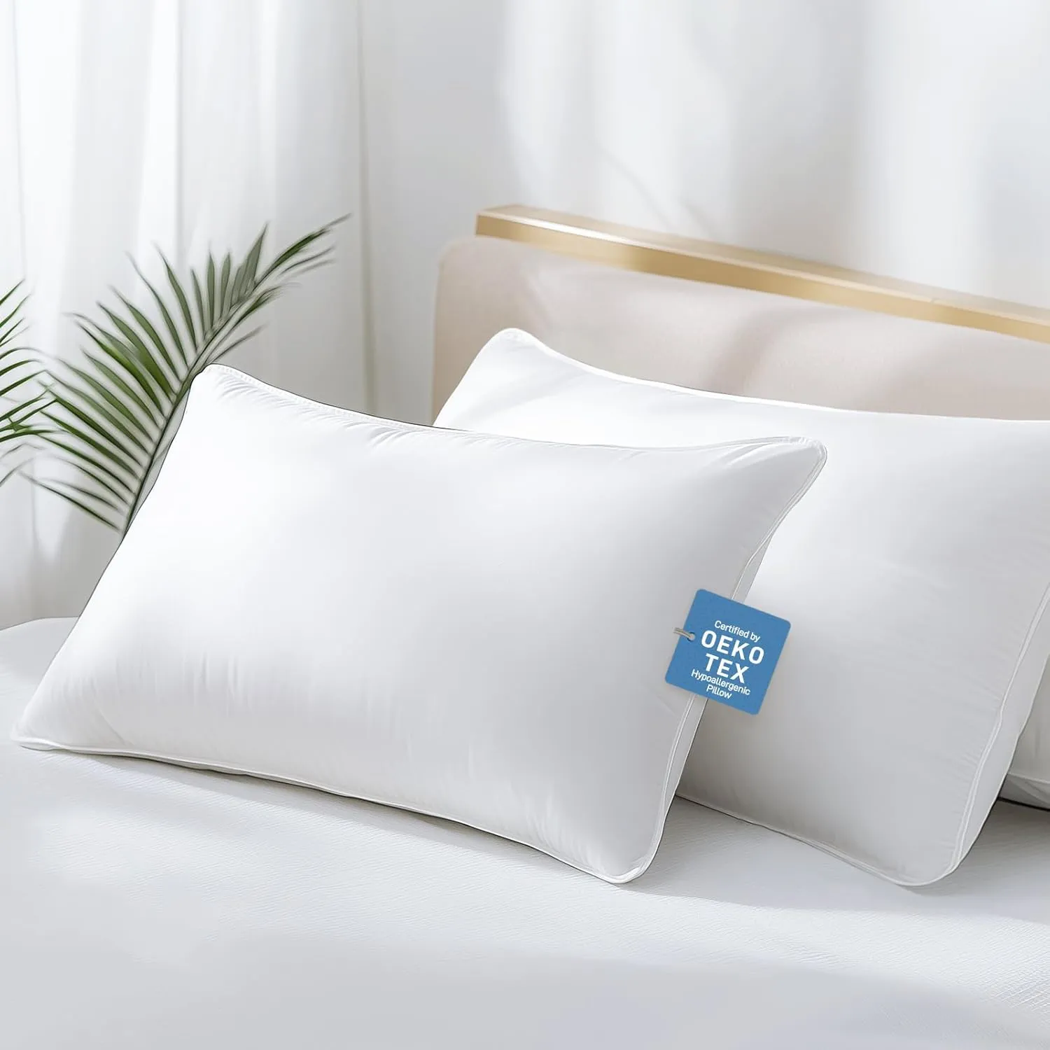 Hypoallergenic Bamboo Viscose Shell, Soft Bed Pillows King Size Set of 2 with Down Alternative Filling, Oeko-Tex Certified, Luxury Hotel Quality for Stomach, Back and Side Sleepers