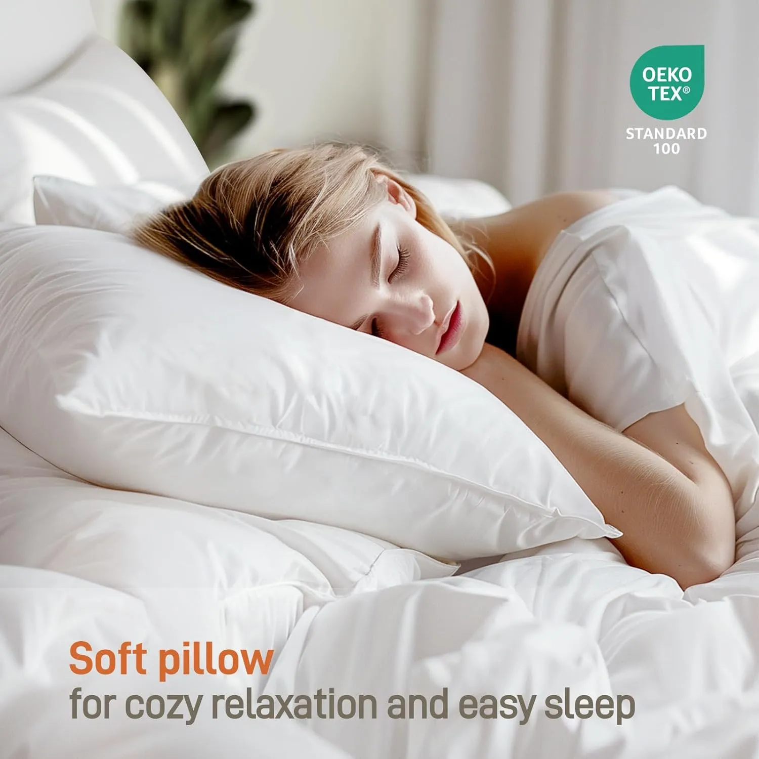 Hypoallergenic Bamboo Viscose Soft Pillows with Down Alternative Filling, Standard/Queen Size Set of 2, Breathable Luxury Hotel Quality for All Sleeper, Oeko-Tex Certified, Machine Washable