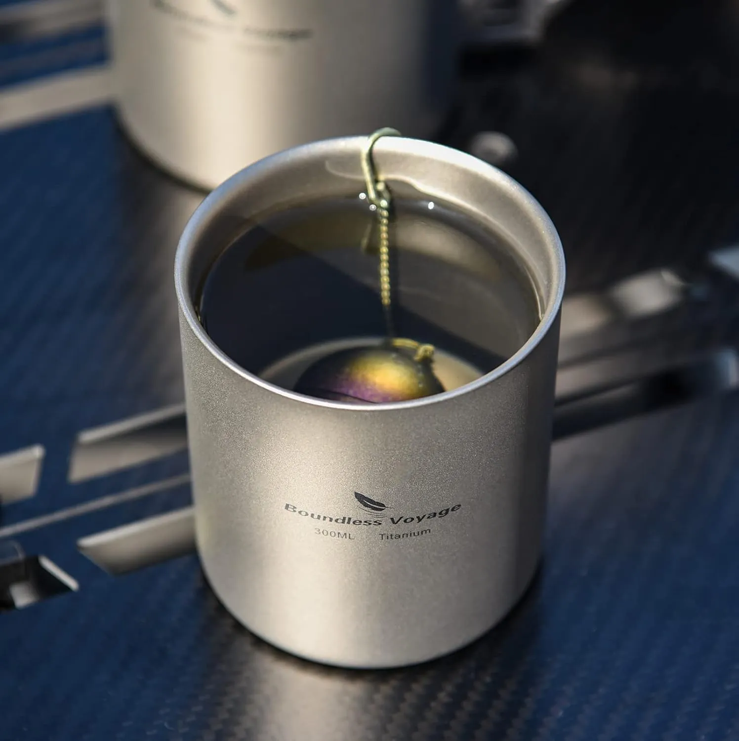 iBasingo 180ml Titanium Double-Walled Cup Ultralight Camping Tea Coffee Mug Metal Durable Cold Hot Insulated Drinking Mug Portable Tableware for Outdoor Travel Hiking Picnic Daily Used Ti3028D