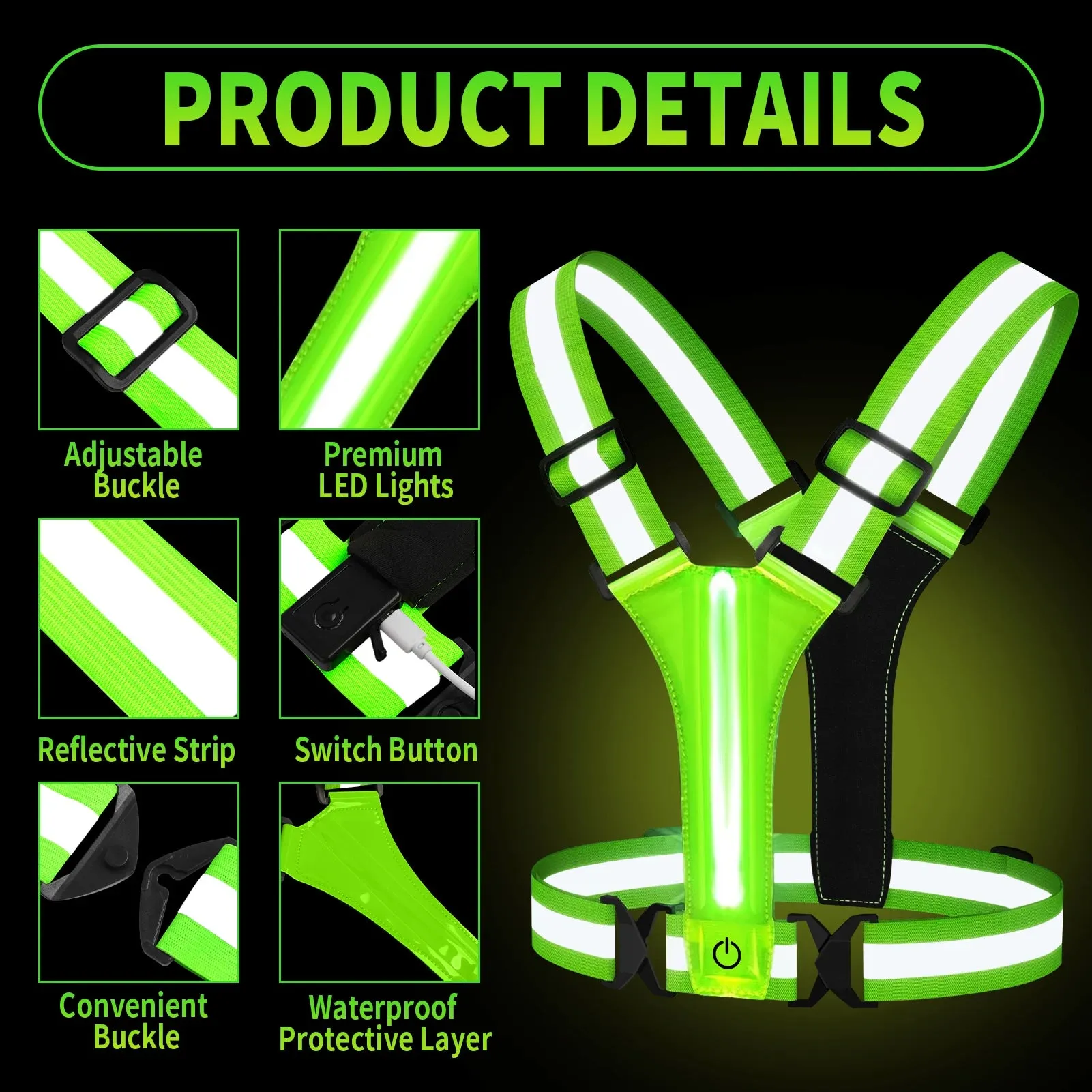 IlluminateSafe LED Safety Vest for Runners & Cyclists