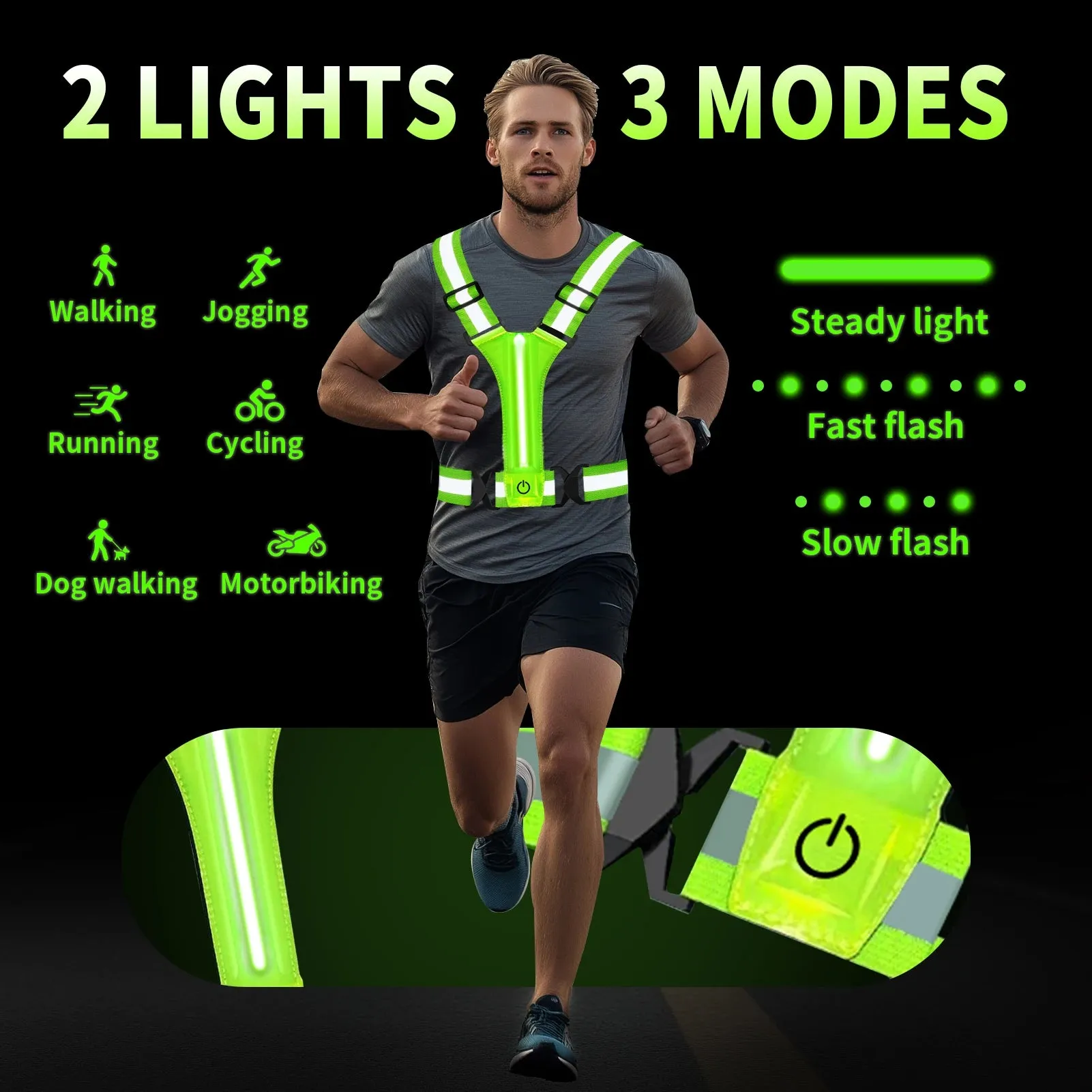 IlluminateSafe LED Safety Vest for Runners & Cyclists