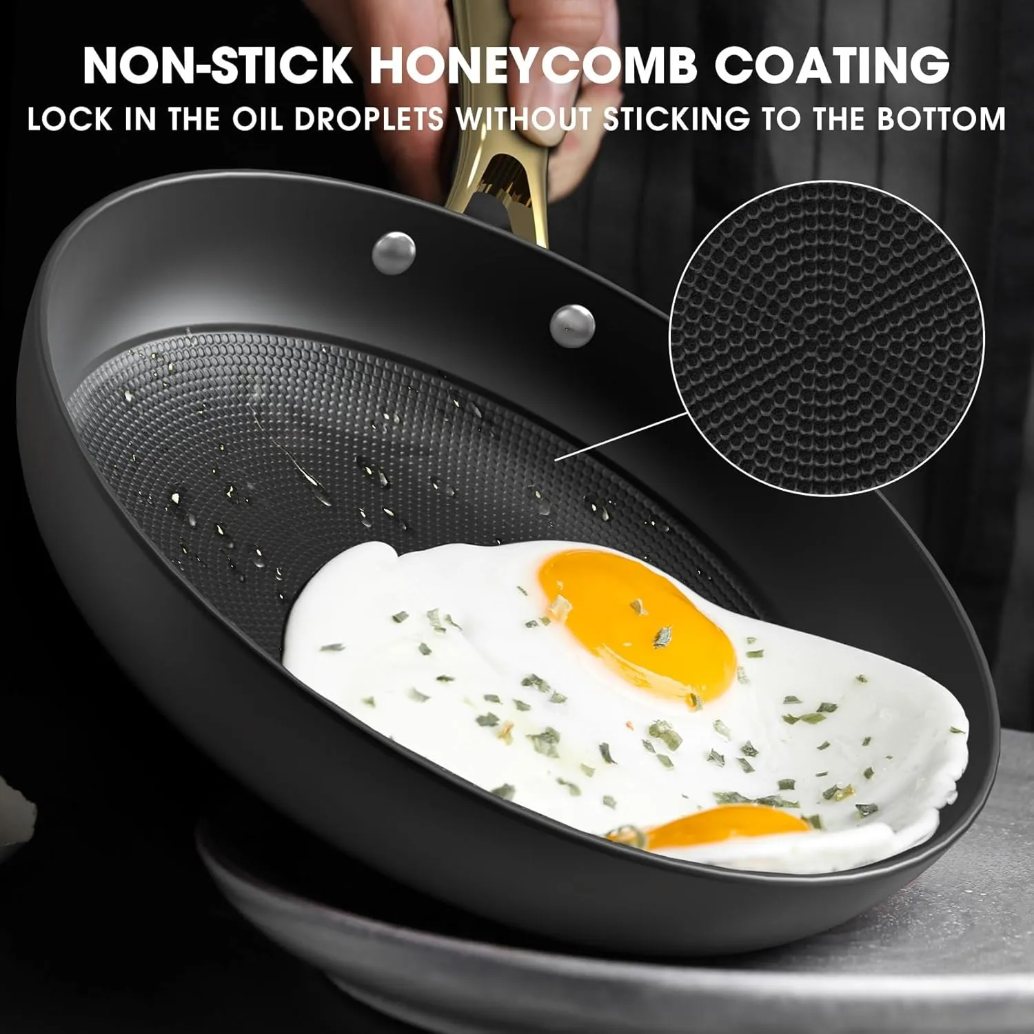 imarku Non Stick Frying Pans, Frying Pan with Lid 2Pcs - 10 Inch and 12 Inch Long Lasting Nonstick Frying Pan Cast Iron Skillets, Frying Pans Nonstick with Lid, Father's Day Gifts