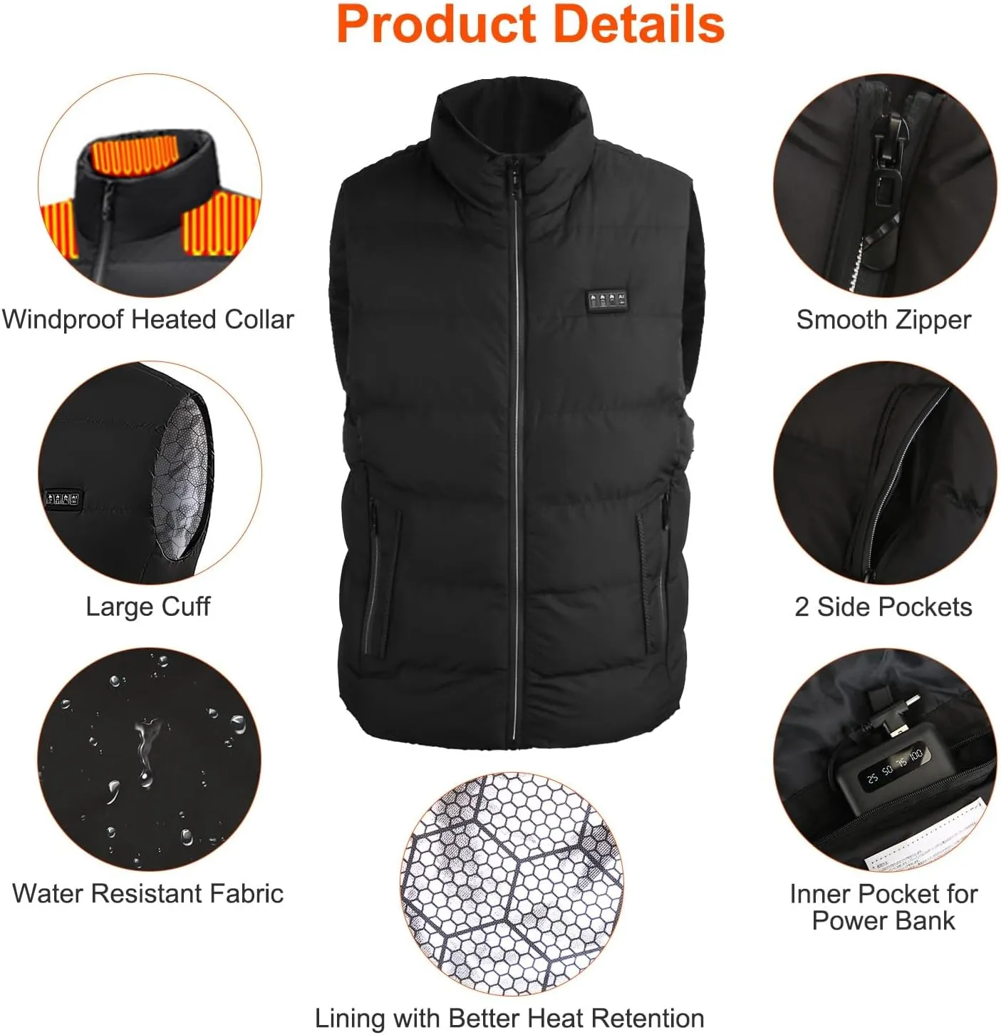 iMounTEK Updated Heated Vest for Women Men Comfortable Electric Heated Jacket for Winter Outdoor Activities