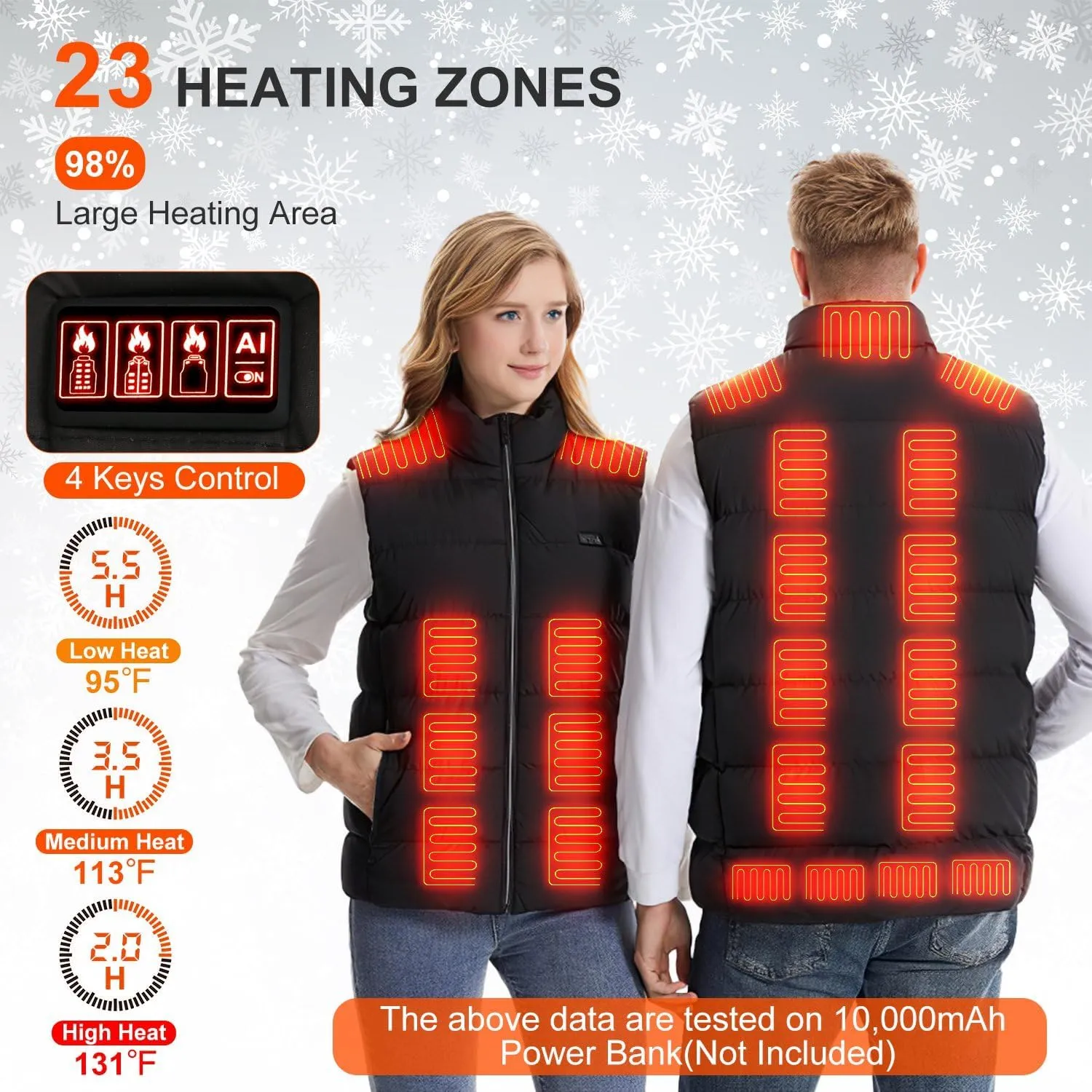 iMounTEK Updated Heated Vest for Women Men Comfortable Electric Heated Jacket for Winter Outdoor Activities