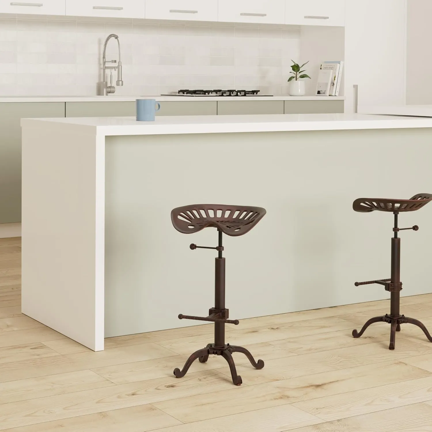 Industrial Bar Stools-Swivel Tractor Seat-Bar Height Adjustable 23-31inch-Kitchen Island Dining Chair