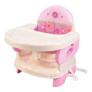 Ingenuity by Summer Unisex Deluxe Comfort Folding Booster Seat with Feeding Tray, Chair Straps Secure Booster, and Removable Seat Pad, Pink