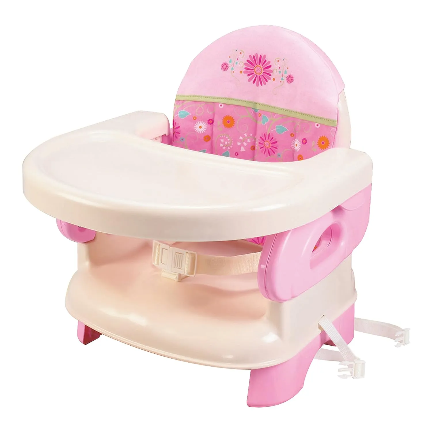 Ingenuity by Summer Unisex Deluxe Comfort Folding Booster Seat with Feeding Tray, Chair Straps Secure Booster, and Removable Seat Pad, Pink
