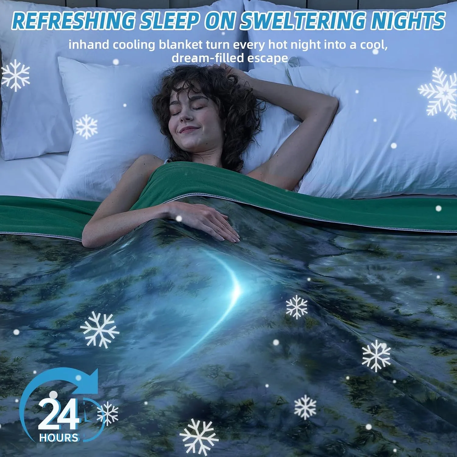 inhand Cooling Blanket Queen Size (90"x90"), Cooling Blankets for Hot Sleepers, Absorbs Heat to Keep Adults Cool for Summer Nights Sweats, Thin Cold Lightweight Blanket for Couch Bed, All Season Use