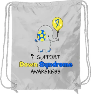 inktastic I Support Down Syndrome Awareness Elephant with Balloon Drawstring Bag White 295fe