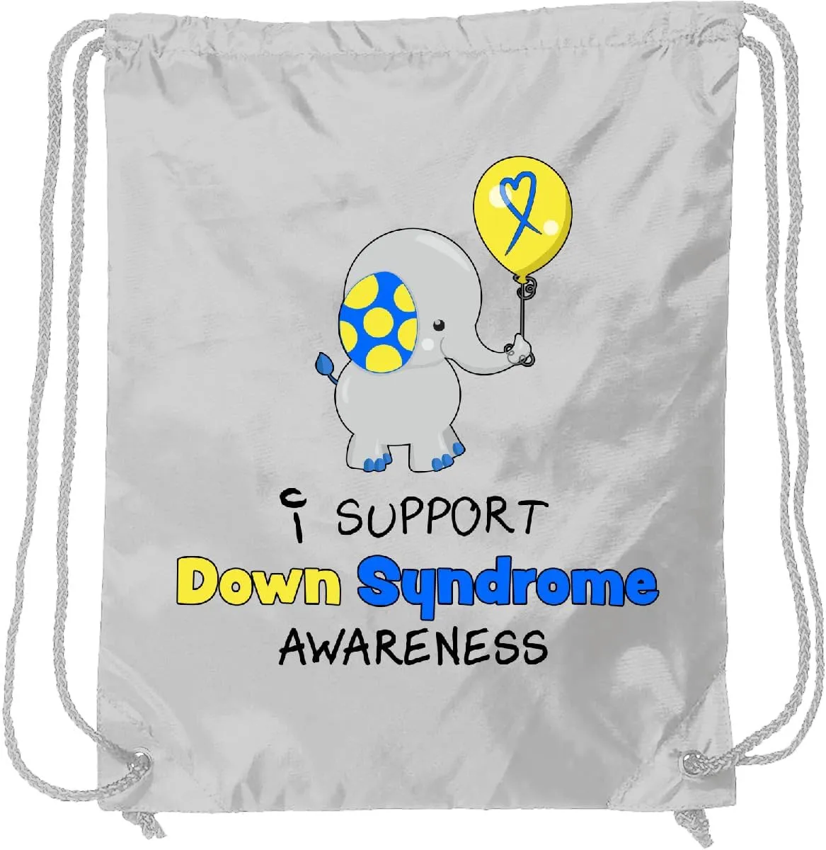 inktastic I Support Down Syndrome Awareness Elephant with Balloon Drawstring Bag White 295fe