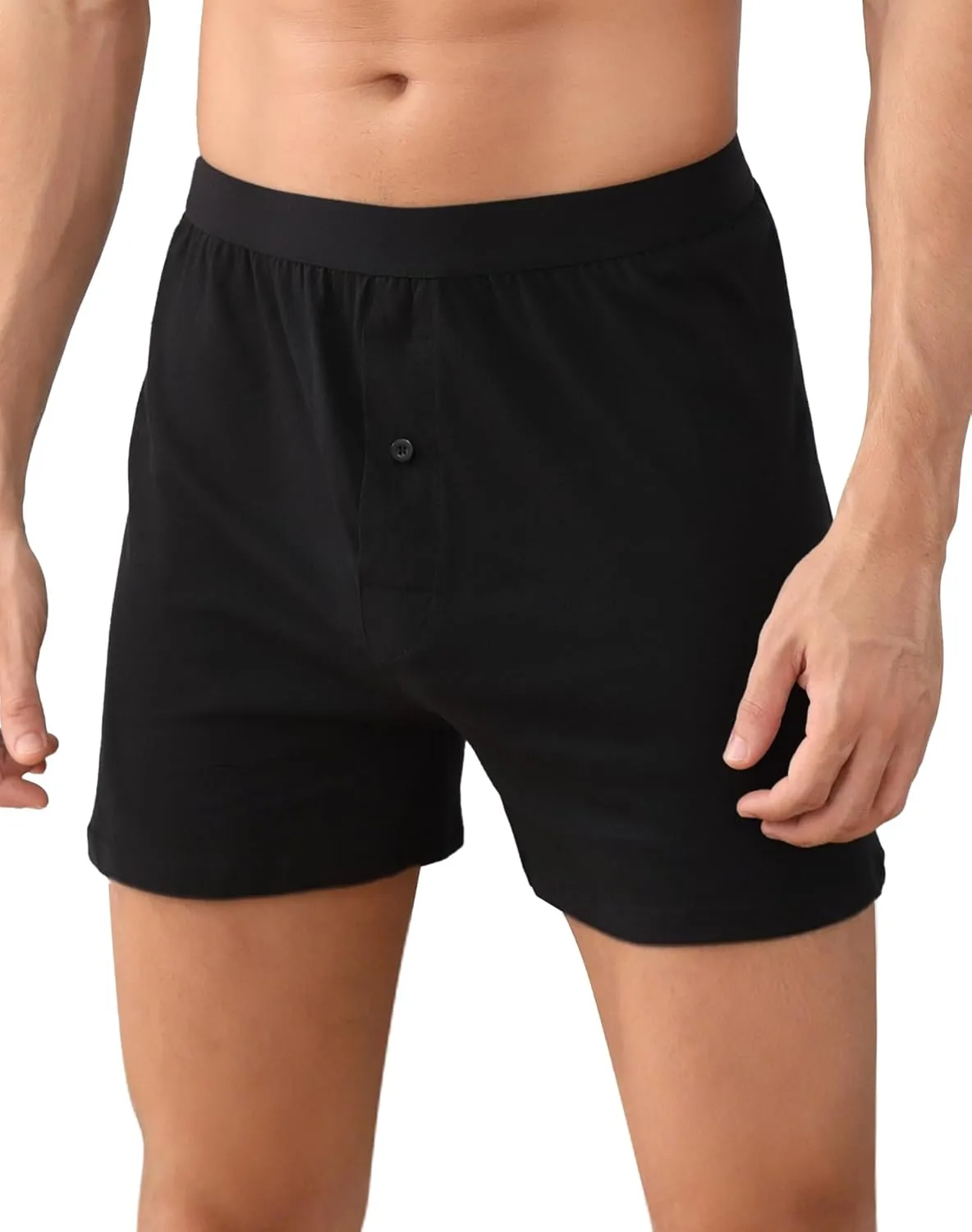 INNERSY Men's Cotton Boxer Shorts Knit Boxers with Soft Stretchy Waistband 4-Pack