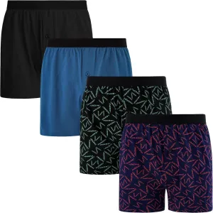 INNERSY Men's Cotton Boxer Shorts Knit Boxers with Soft Stretchy Waistband 4-Pack