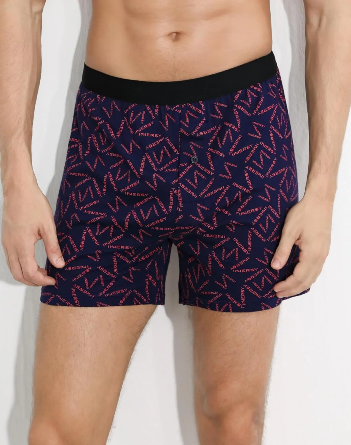 INNERSY Men's Cotton Boxer Shorts Knit Boxers with Soft Stretchy Waistband 4-Pack