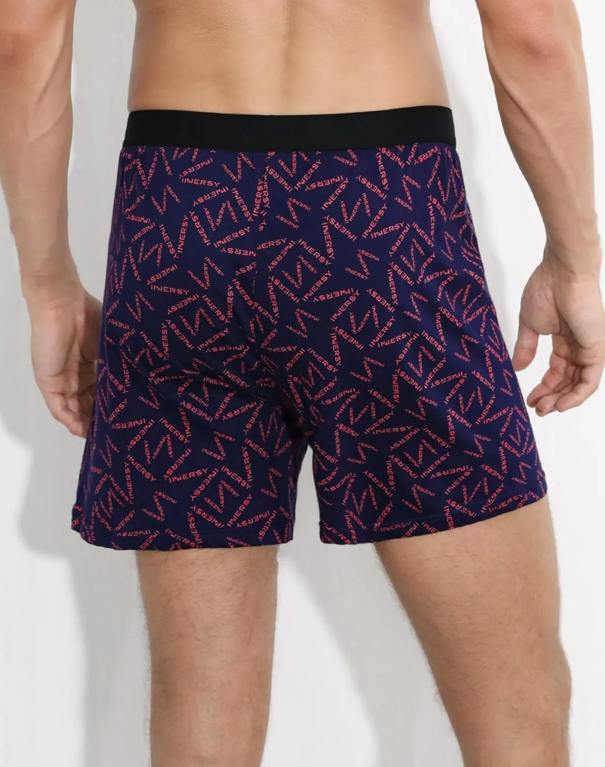 INNERSY Men's Cotton Boxer Shorts Knit Boxers with Soft Stretchy Waistband 4-Pack