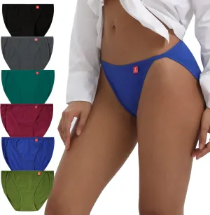 INNERSY Women's High Cut String Bikini Panties Stretchy Sexy Cotton Underwear 6-Pack