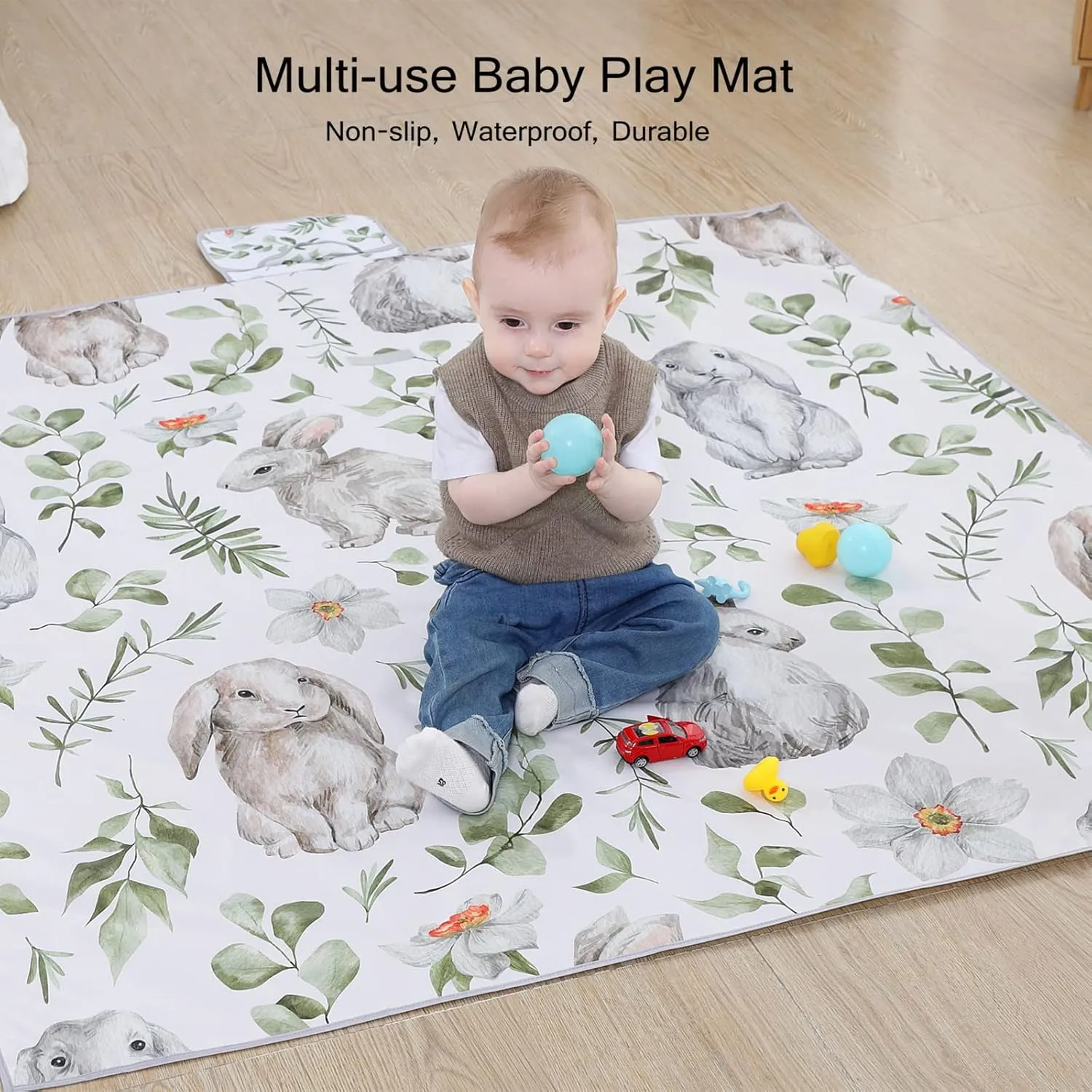 Insular Baby Splat Mat for Under High Chair/Arts/Crafts, Anti Slip and Waterproof Splash Mat for Floor, Portable Picnic Mat, 51x51 Inch, Hot Air Balloon
