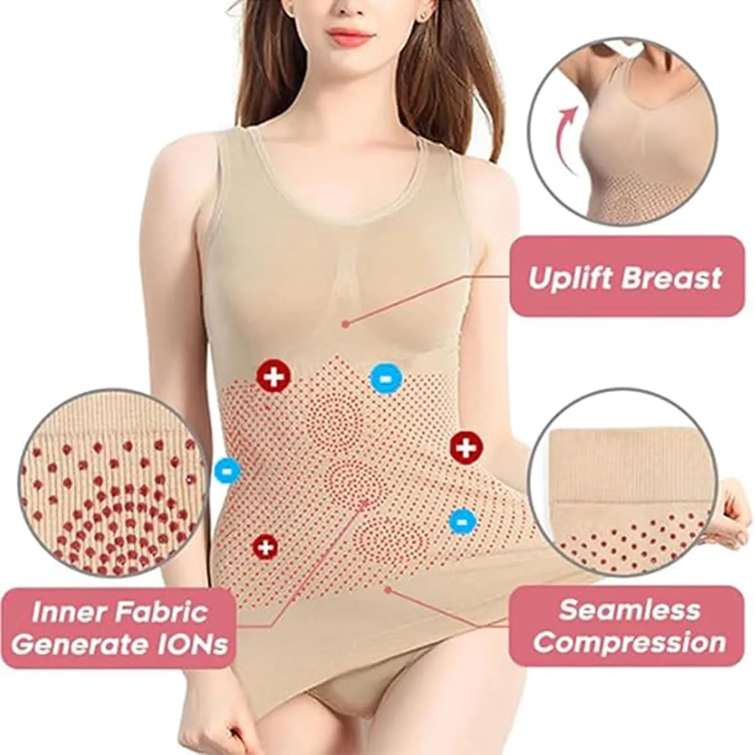 IONsWear Tourmaline Sculpting Vest - Ionic Shaping, Slim Ion Energy for Women
