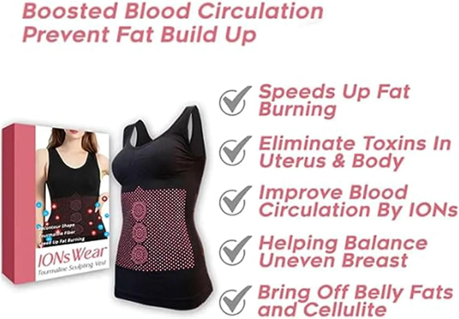 IONsWear Tourmaline Sculpting Vest - Ionic Shaping, Slim Ion Energy for Women