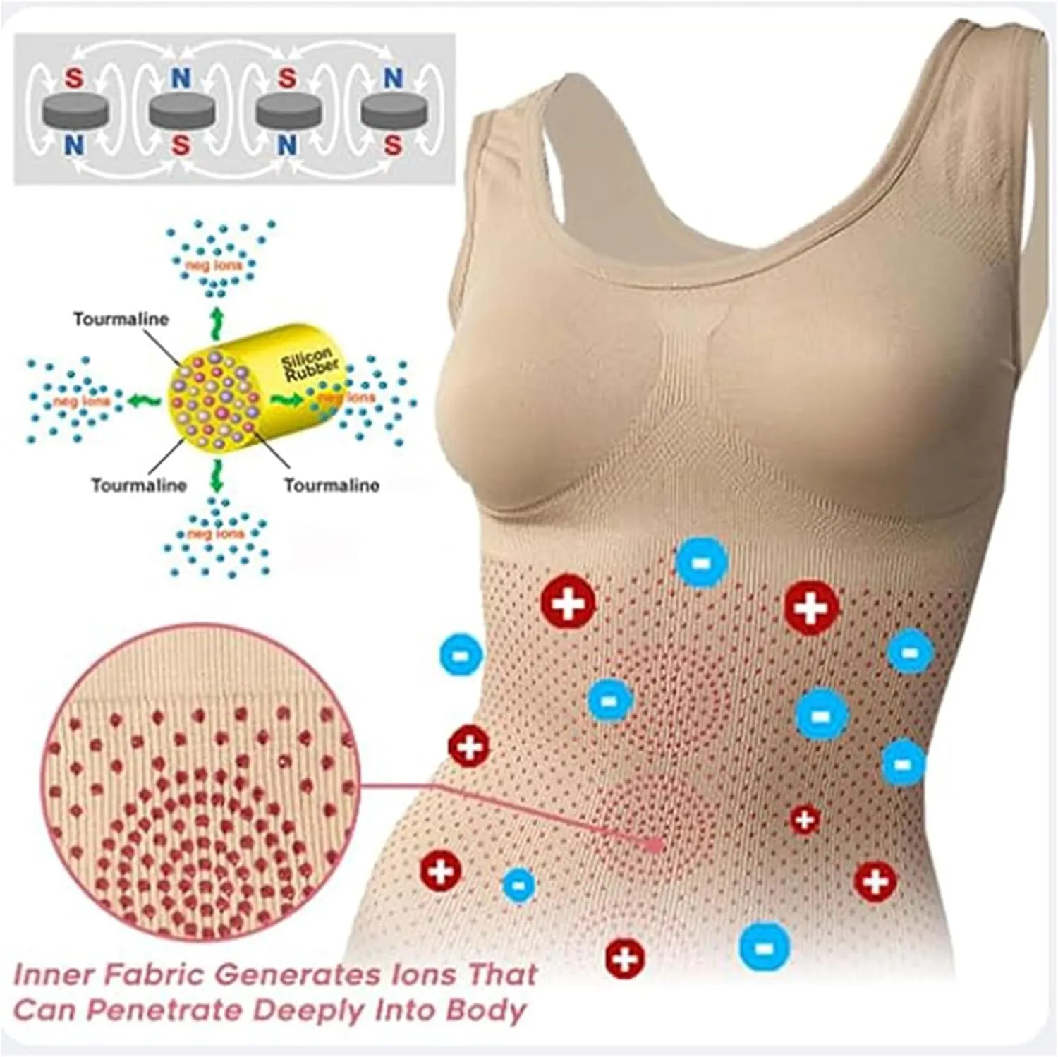 IONsWear Tourmaline Sculpting Vest - Ionic Shaping, Slim Ion Energy for Women