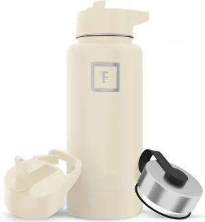 IRON °FLASK Camping & Hiking Hydration Flask with 3 Lids - Stainless Steel, Double Walled & Vacuum Insulated Water Bottle - Leak Proof & BPA Free 32 Oz
