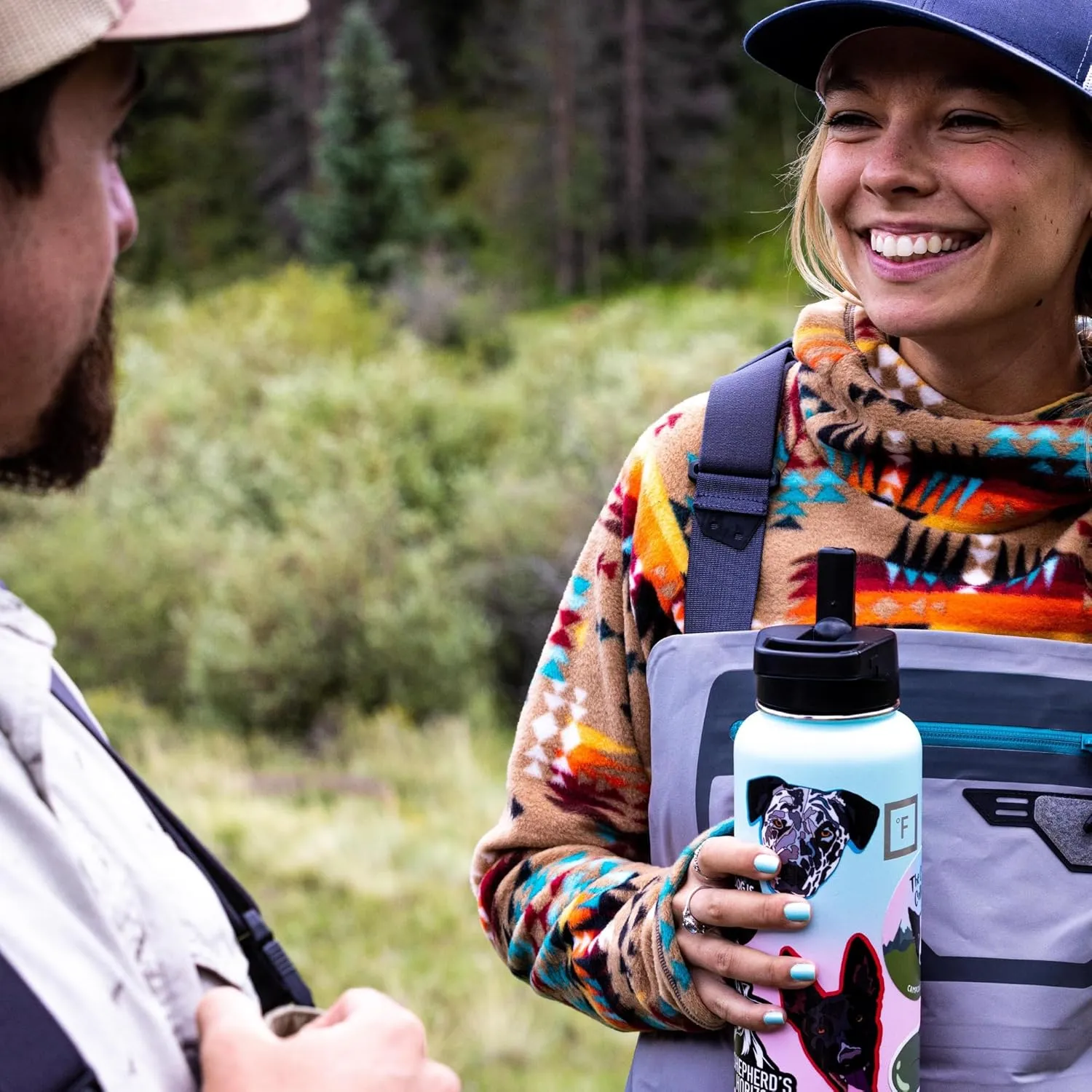 IRON °FLASK Camping & Hiking Hydration Flask with 3 Lids - Stainless Steel, Double Walled & Vacuum Insulated Water Bottle - Leak Proof & BPA Free (Sky, Straw - 22 oz)