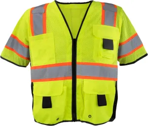 Ironwear 1296 Class 3 Polyester Mesh Safety Vest w/Zipper & Radio Clips