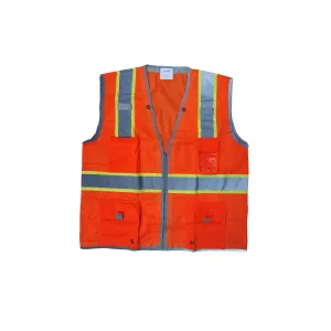 Ironwear Safety Vest 1241, ANSI Class 2 - Orange Mesh, 6 Pockets