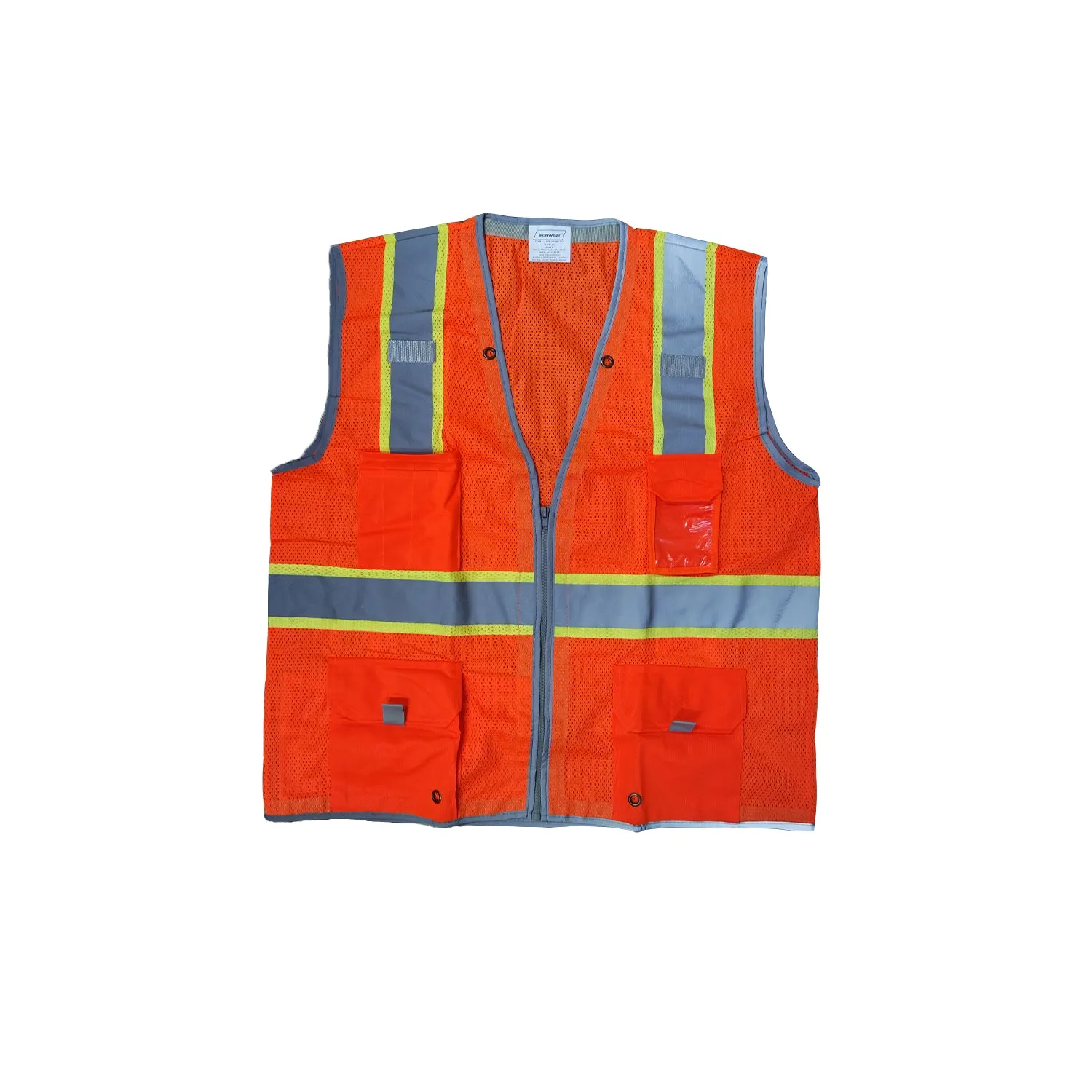 Ironwear Safety Vest 1241, ANSI Class 2 - Orange Mesh, 6 Pockets