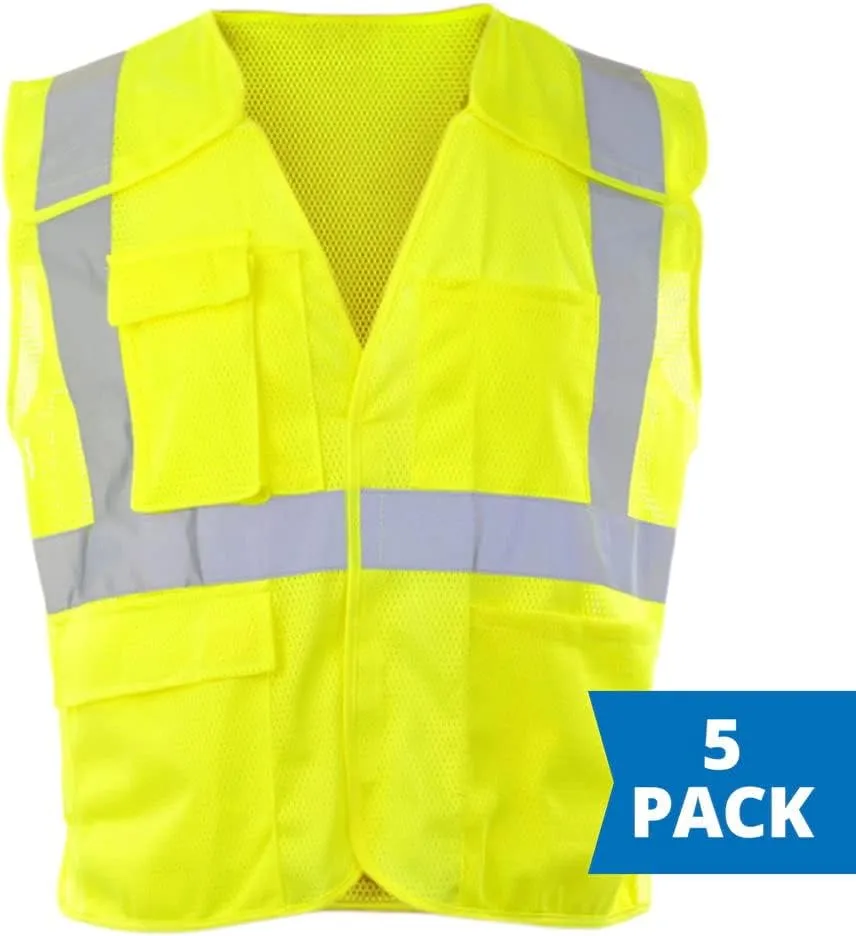 J. J. Keller & Associates, Inc. High Visibility Breakaway Safety Vest, Type R Class 2, 5-Pack, SAFEGEAR