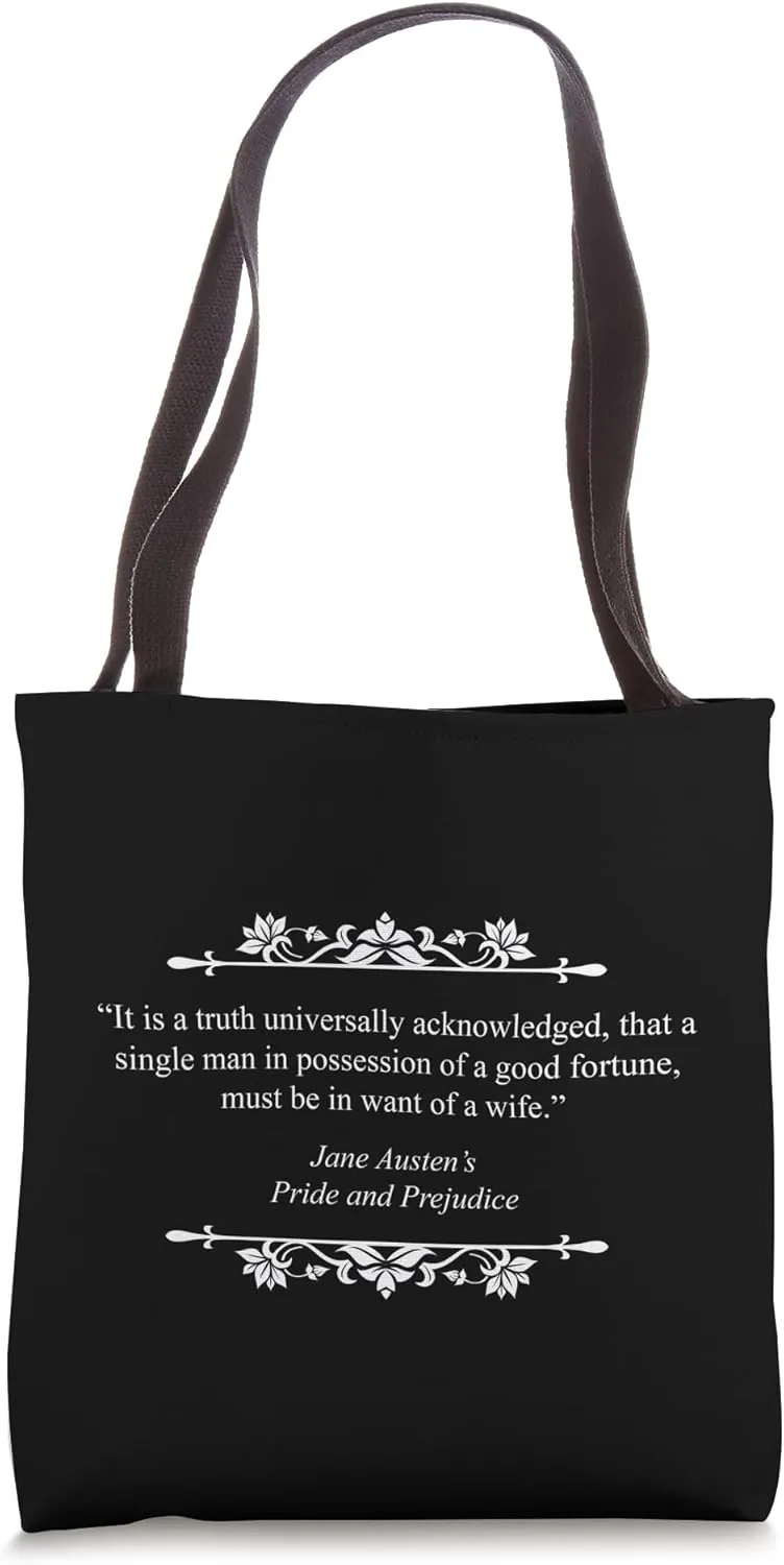 Jane Austen Pride And Prejudice Book Quote Tote Bag