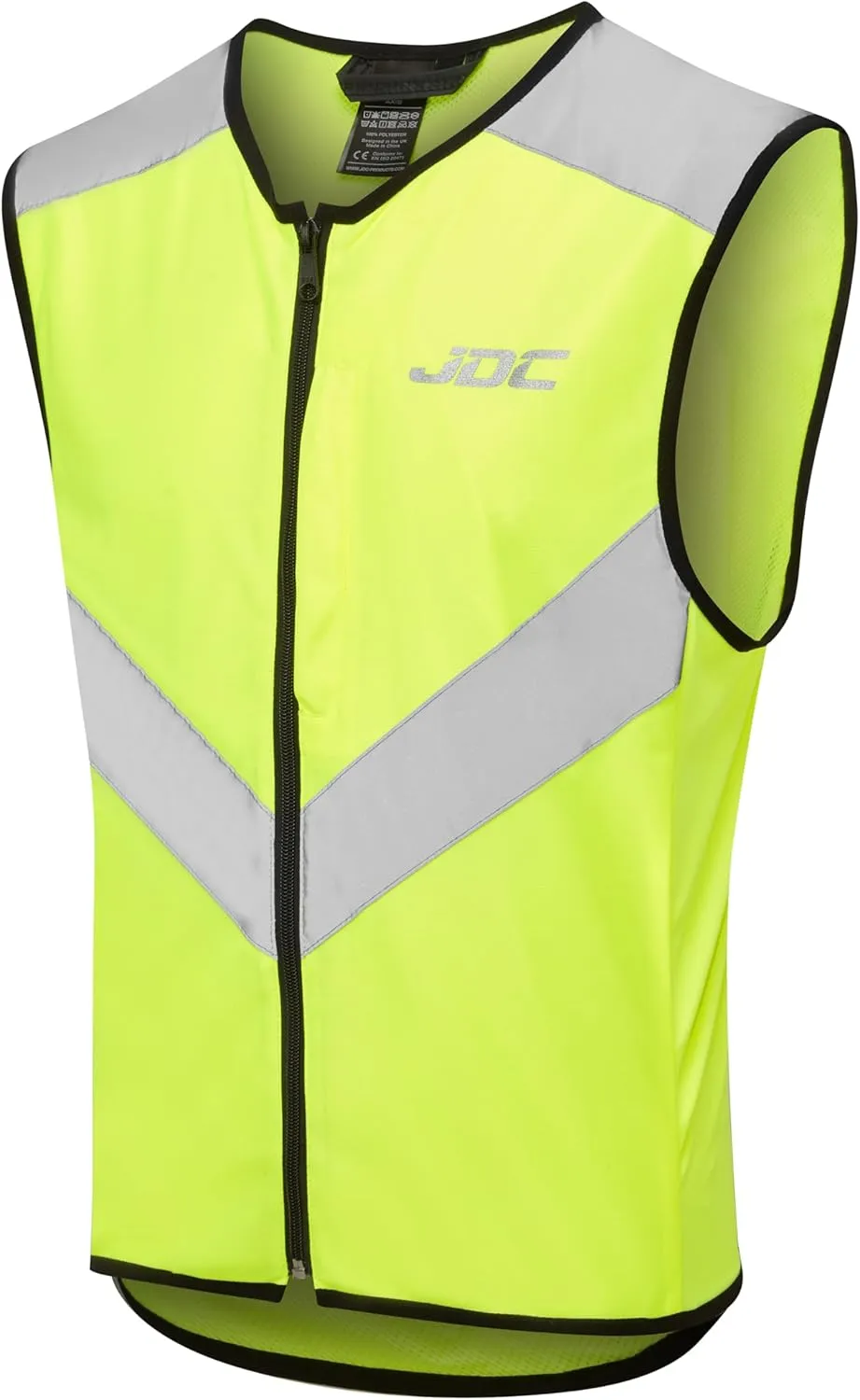 JDC Motorcycle Hi Vis Vest High Visibility Zipped Safety Reflective Yellow - Axis - L