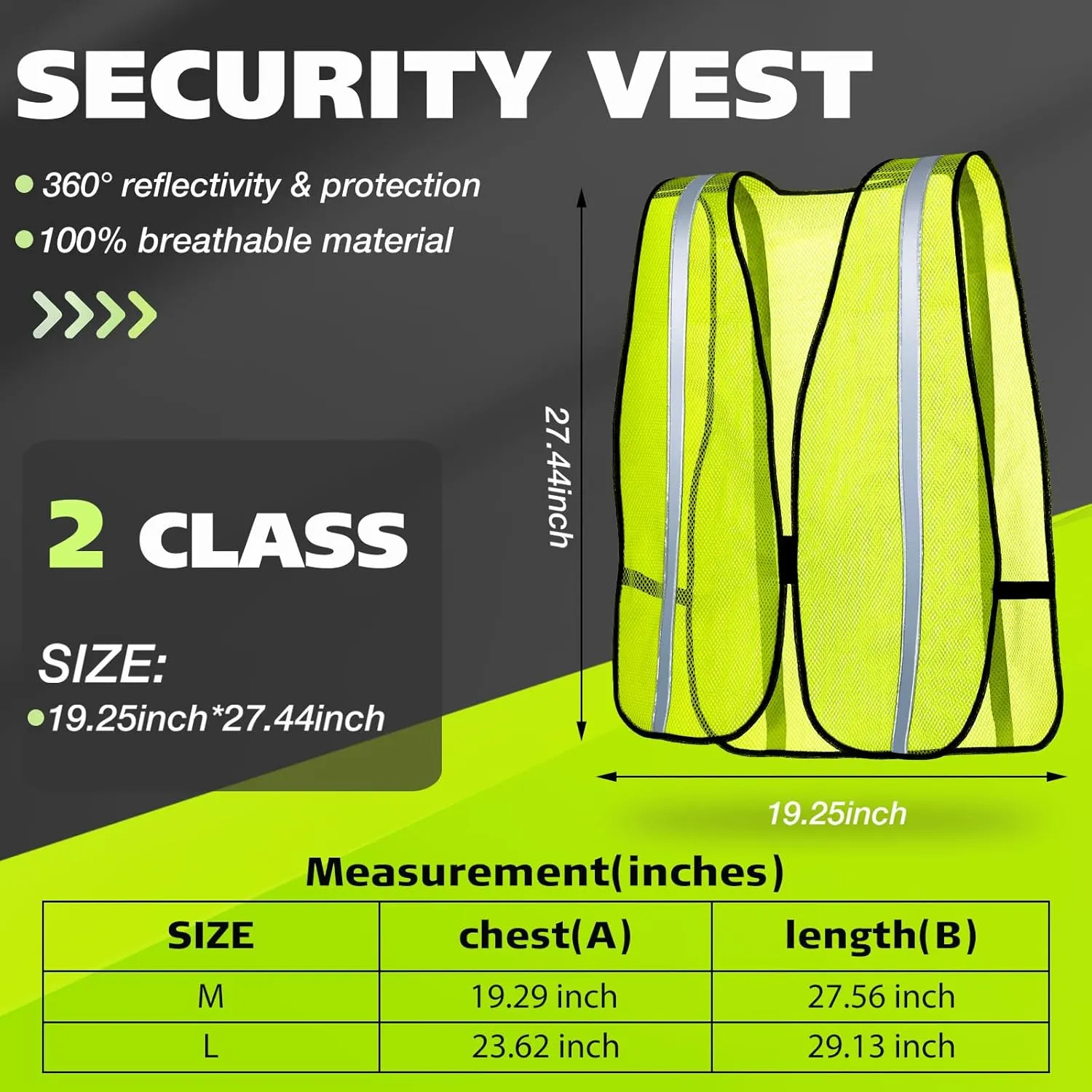 Jecery 20 Packs High Visibility Vest Safety Reflective Hi Visibility Mesh Vest Lightweight Neon Universal Size for Men Work Outdoor (M)