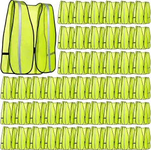 Jecery 20 Packs High Visibility Vest Safety Reflective Hi Visibility Mesh Vest Lightweight Neon Universal Size for Men Work Outdoor (M)