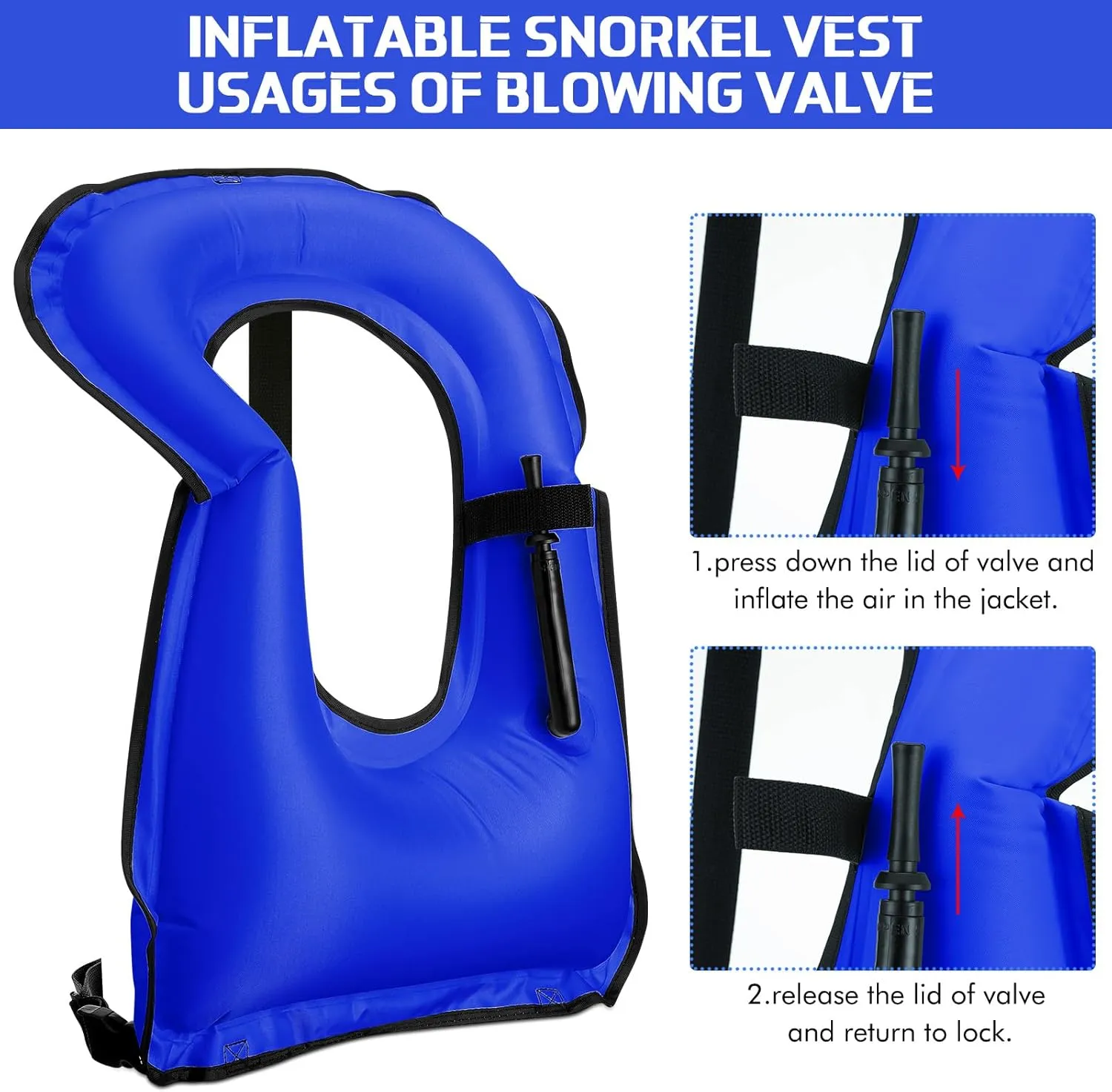 Jerify 4 Pcs Inflatable Snorkel Vest Adults, Portable Swim Vest Jackets, Adjustable Kayaking Jackets Safety Vests for Snorkeling Swimming Diving Surfing