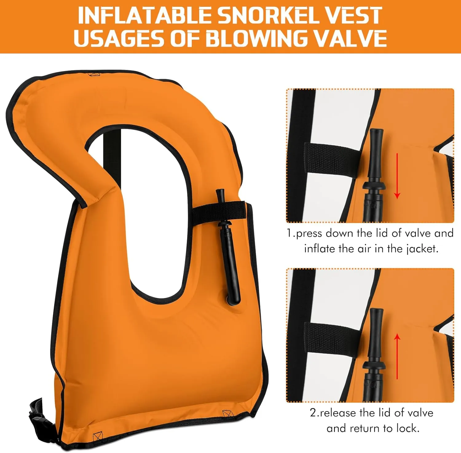 Jerify 4 Pcs Inflatable Snorkel Vest Adults, Portable Swim Vest Jackets, Adjustable Kayaking Jackets Safety Vests for Snorkeling Swimming Diving Surfing