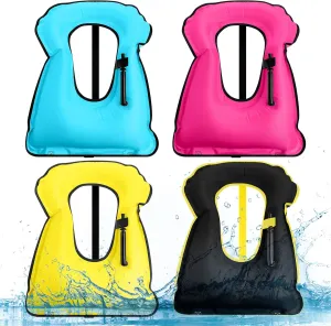 Jerify 4 Pcs Inflatable Snorkel Vest Adults, Portable Swim Vest Jackets, Adjustable Kayaking Jackets Safety Vests for Snorkeling Swimming Diving Surfing